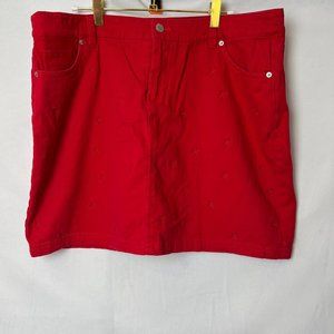 Plus Westport Red Denim Mini Skort With Stars Sz 16 Holiday Zipper Closure